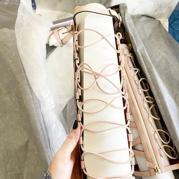 ALBERTA FERRETTI Knee High Gladiator Sandals Light Pink Rose 37 - Picture 5 of 9